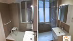 rénovation salle de bain Sallanches, remplacement baignoire douche, aide MaPrimeAdapt Haute-Savoie, artisan salle de bain Chamonix, douche moderne sécurisée, la maison des travaux chamonix
