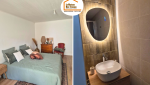 rénovation maison Beaumont, rénovation salle de bain Haute-Savoie, parquet stratifié moderne, faïence zellige salle d’eau, courtier rénovation intérieure, la maison des travaux