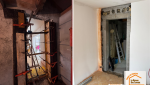 garage transformé en logement, extension intérieure Mercury, rénovation complète studio, parement pierre maison, courtier en rénovation Savoie