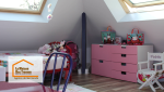 Une chambre d’enfant colorée et pleine de lumière sous les combles : un projet signé La Maison Des Travaux Marmande.