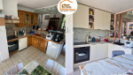 pose claustra bois, cuisine moderne plan effet marbre, rénovation pièce de vie 74100, artisans rénovation Bassin Genevois, aménagement cuisine fonctionnelle