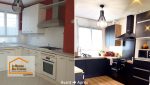 Avant/après rénovation de cuisine à Quimper : transformation complète vers un espace moderne, fonctionnel et harmonieux, coordonnée par Lucie, courtière en travaux.
