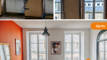 Un salon sombre transformé en pièce lumineuse et chaleureuse, pour un appartement rénové avec goût au cœur de Quimper.