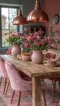 Chaise en velours coloris rose pastel