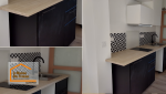 Cuisine moderne noir et bois rénovée à Quimper, alliant élégance, praticité et finitions soignées pour un intérieur contemporain et chaleureux.