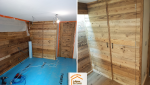 aménagement placard sur mesure, optimisation espace appartement, placard bois massif montagne, rénovation appartement Les Houches, la maison des travaux sallanches