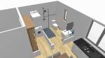 Projection 3D d'aménagement de la salle de bain et buanderie - Montélier 26120
