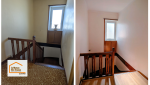 Rénovation d’escalier au Guilvinec : murs rafraîchis et sol modernisé pour un espace plus lumineux et agréable au quotidien.