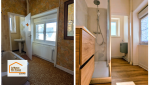 Rénovation de salle de bain au Guilvinec : transformation complète avec douche moderne, meuble bois et espace optimisé.