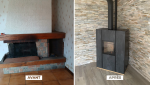  Installation d'une poêle mixte bois et granulés - Avant APrès