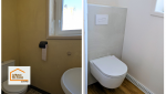 Rénovation WC au Guilvinec : passage à un WC suspendu moderne avec finitions soignées et meilleure optimisation de l’espace.