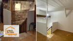 Transformation impressionnante du haut de l’escalier : cloison recréée, câbles dissimulés, et nouvelle circulation plus fluide et esthétique.