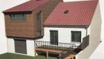 Aménagement arrière : extension en briques et terrasse en bois sur mesure à Carvin.