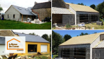 Projet de construction de garages proche de Quimper : vue globale de l’extension accolée à la maison existante, coordination artisanale et respect des volumes architecturaux.