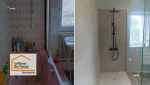 Avant rénovation : une salle de bain datée, peu pratique et à réorganiser entièrement à Xaintrailles.