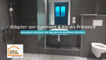 Salle de bains accessible rénovée à Aix-en-Provence avec douche de plain-pied et aménagements favorisant le confort, la sécurité et le maintien à domicile.