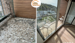 travaux appartement Haute-Savoie, aménagement pièce de vie, rénovation entrée appartement, rénovation balcon appartement, installation filet anti pigeons balcon