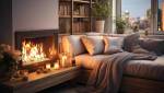 Poêle à bois dans salon cosy à Francheville 69340
