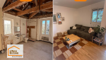Avant / après spectaculaire d’un studio à Aix-en-Provence. Cette rénovation complète a transformé un logement ancien en un espace moderne, lumineux et confortable.