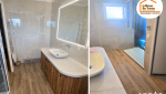 La Maison des Travaux Bassin Genevois Pays de Gex, rénovation salle de bains Annemasse, rénovation salle de bains Douvaine, faux plafond salle de bains, meuble vasque moderne