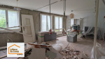 Chantier de rénovation d’appartement à Quimper avec reprise de la plomberie, de l’électricité et des réseaux techniques pour transformer entièrement les espaces de vie.