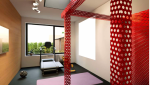 Vue 3D en projection d'un aménagement intérieur possible 