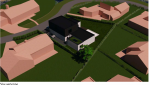 Vue aérienne de l'implantation de l'extension de la maison 