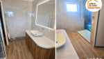La Maison des Travaux Bassin Genevois Pays de Gex, rénovation salle de bains Annemasse, rénovation salle de bains Douvaine, faux plafond salle de bains, meuble vasque moderne