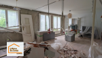 Chantier de rénovation d’appartement à Quimper avec reprise de la plomberie, de l’électricité et des réseaux techniques pour transformer entièrement les espaces de vie.