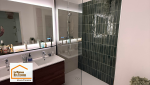 Installation d’un meuble double vasque suspendu et rénovation complète d’une salle de bain d’appartement à Aix-en-Provence pour créer un espace plus fonctionnel, plus lumineux et plus agréable au quotidien.