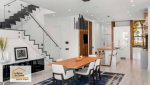 Transformation d’une pièce de vie moderne et lumineuse à Roquefort avec ouverture des espaces, cuisine contemporaine et rénovation intérieure complète.