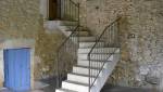 escalier extérieur en béton 1/4 tournant avec rampe métaliqque 