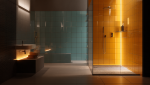 Salle de bain design avec éclairage LED et douche contemporaine