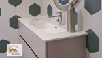 Détail du meuble vasque contemporain installé lors de cette rénovation de salle de bain entre Agen et Boé avec finitions modernes et ambiance épurée.