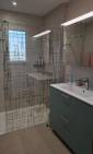 Salle de bain rénovée avec paroi de douche sérigraphiée - Meximieux 01800
