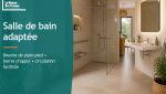 Salle de bain adaptée à Marmande avec douche de plain-pied, barre d’appui et circulation facilitée pour davantage de sécurité au quotidien.