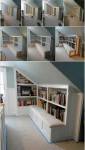 Aménagement combles - bibliothèque et banquette -
