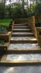 Escalier extérieur pierres bordures bois - Biarritz - 