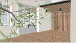 Cour intérieure avec bardage bois