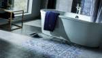 revêtement sol salle de bain vinyle effet carreaux de ciment mixé parquet