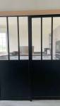 Installation porte verrière noire coulissante - Rosporden (29140)