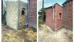 Installation des murs en briquettes rouges sur les extensions 