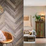 Sol et murs en lames et dalles PVC décor parquet chêne