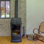 Poele à bois dans le salon de notre client, dans le Grésivaudan