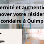 L’image montre une pièce en cours de rénovation avec des murs enduits et une échelle, illustrant parfaitement le processus de transformation d’une résidence secondaire. 