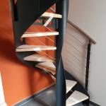 Escalier colimaçon bois et acier