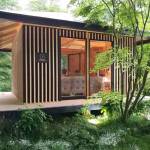 Cabane d'architecte bois à toit plat