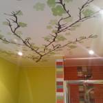 Plafond tendu impression feuillage