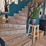 Habillage de contre marche avec carreaux de ciment