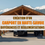 carport Chamonix Haute-Savoie, installation carport Megève, carport bois chalet Sallanches, réglementation carport La Clusaz, abri voiture montagne Haute-Savoie, La Maison des Travaux Chamonix Mont-Blanc